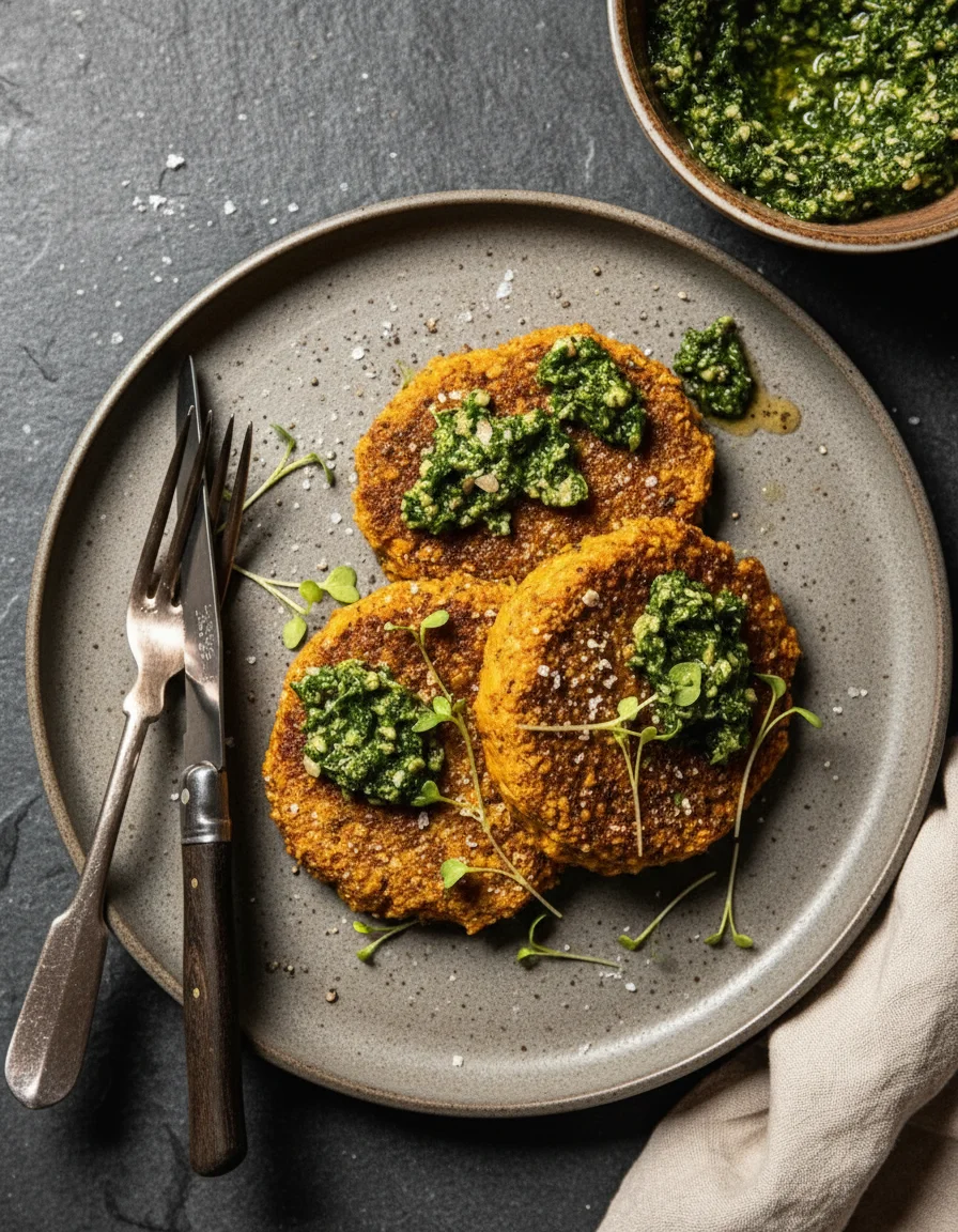 Squash Patties with Herb Salsa Verde