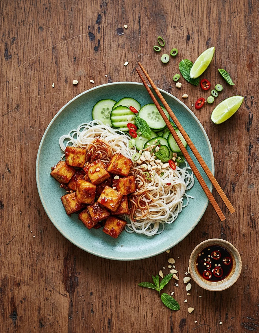 Sticky Spicy Tofu Bun Cha