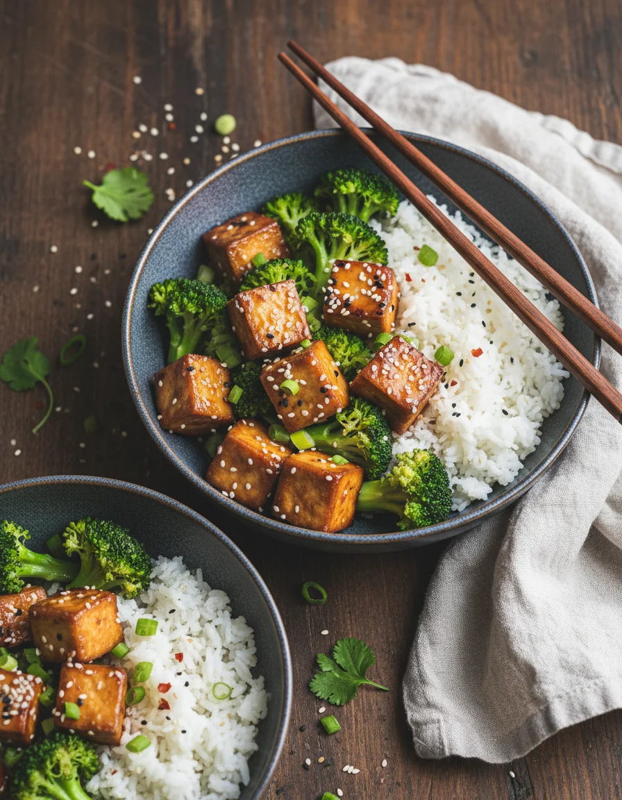 Sticky Tofu and Broccoli