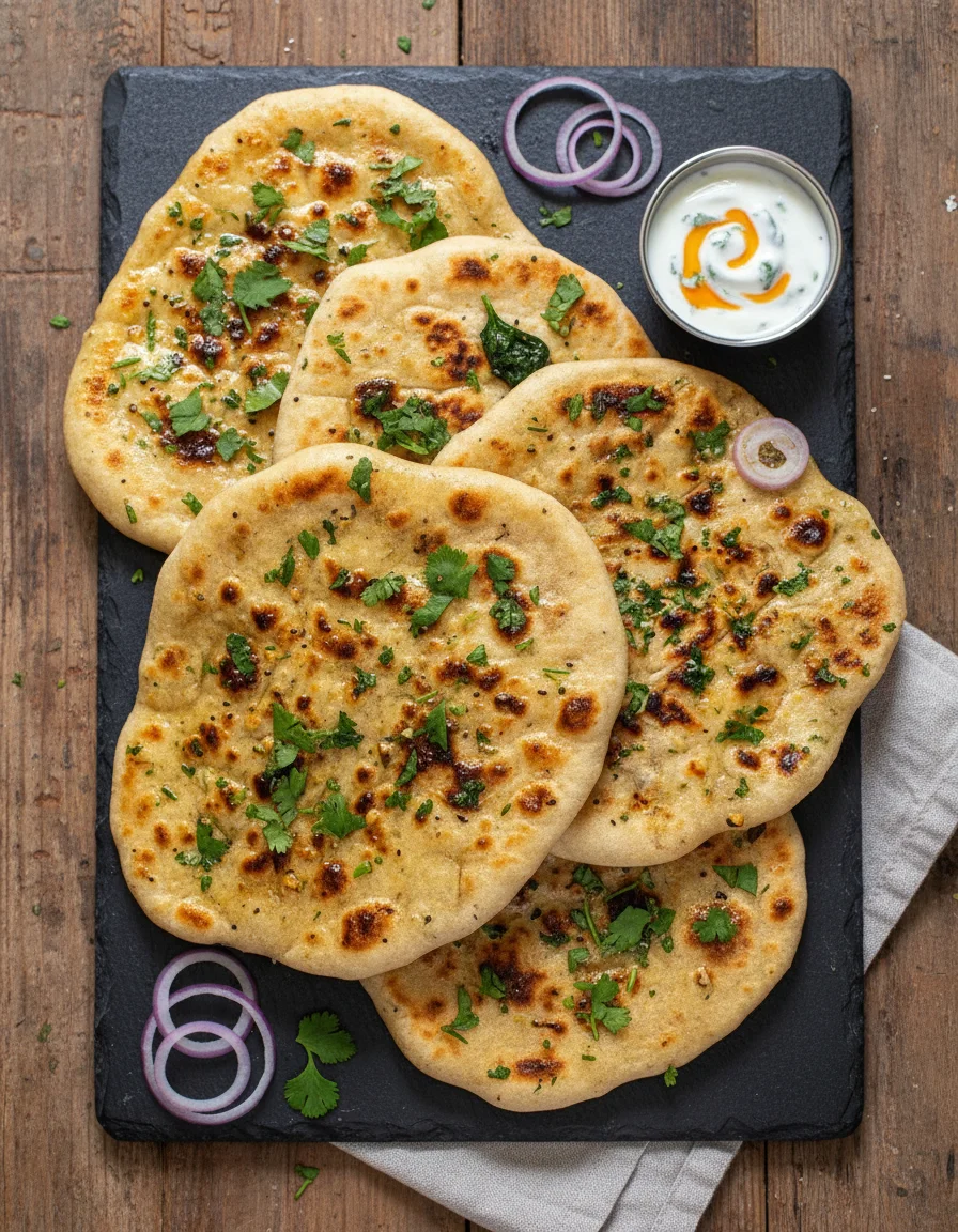 Stuffed Potato, Cheese & Spinach Naan