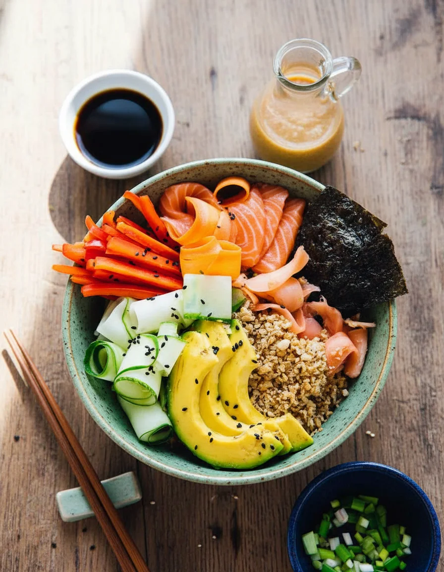 Sushi Rice Bowl with Sesame Soy Dressing