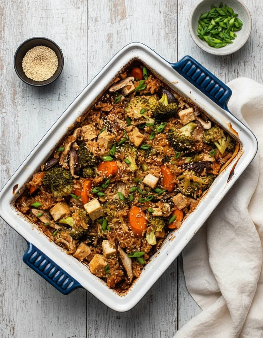 Teriyaki Tofu Rice Casserole
