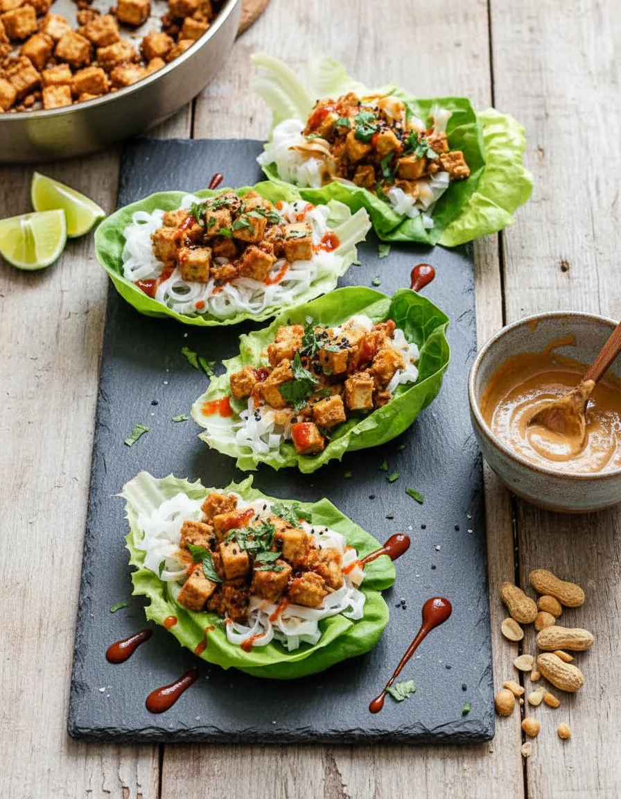 Tofu Peanut Lettuce Wraps