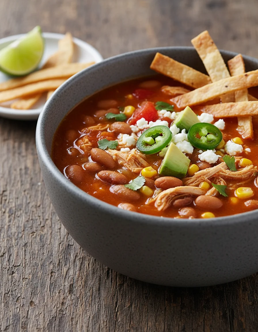 Tortilla Soup with Pinto Beans