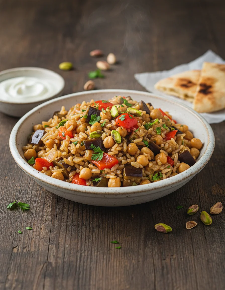 Turkish Pilaf with Pistachios and Chickpeas