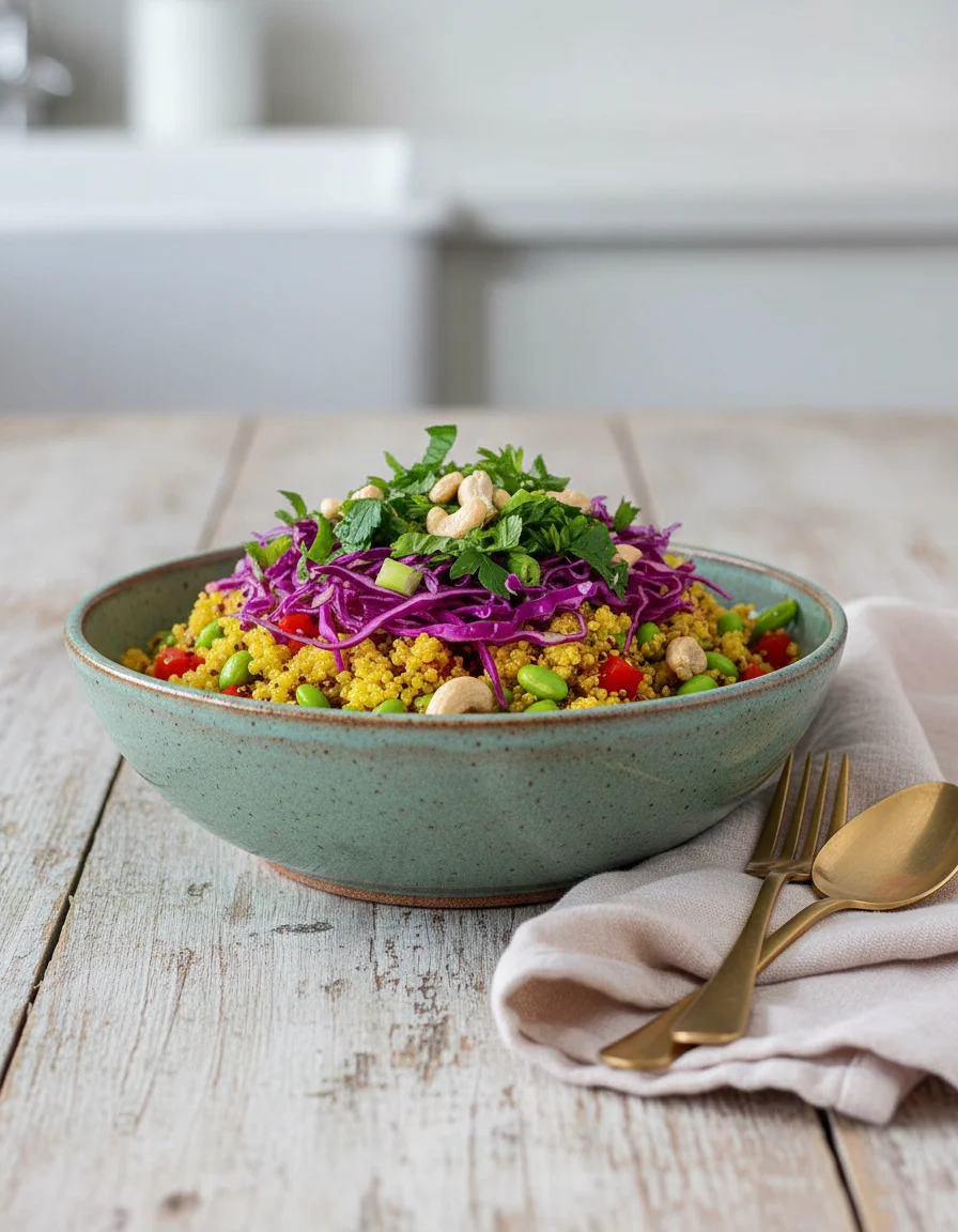 Turmeric Edamame Quinoa Salad