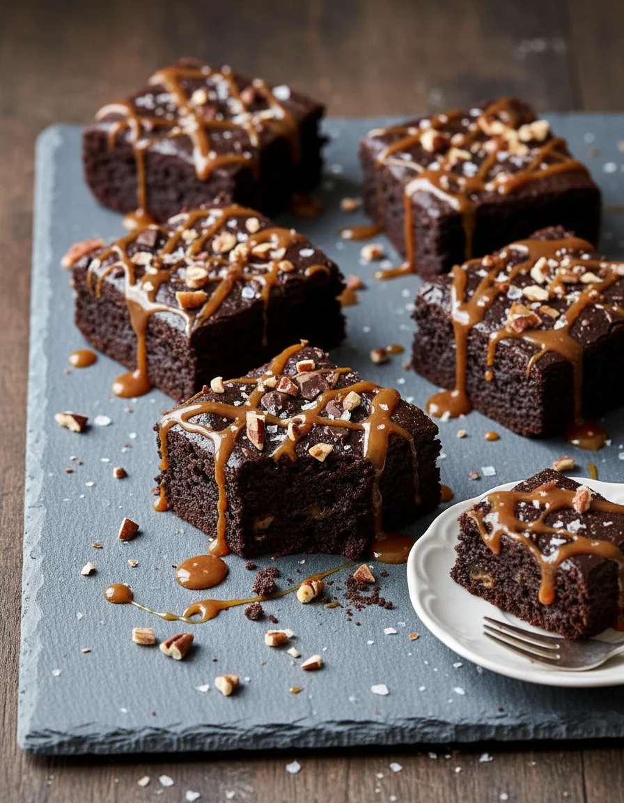 Ultra Fudgy Sea Salt Caramel Brownies