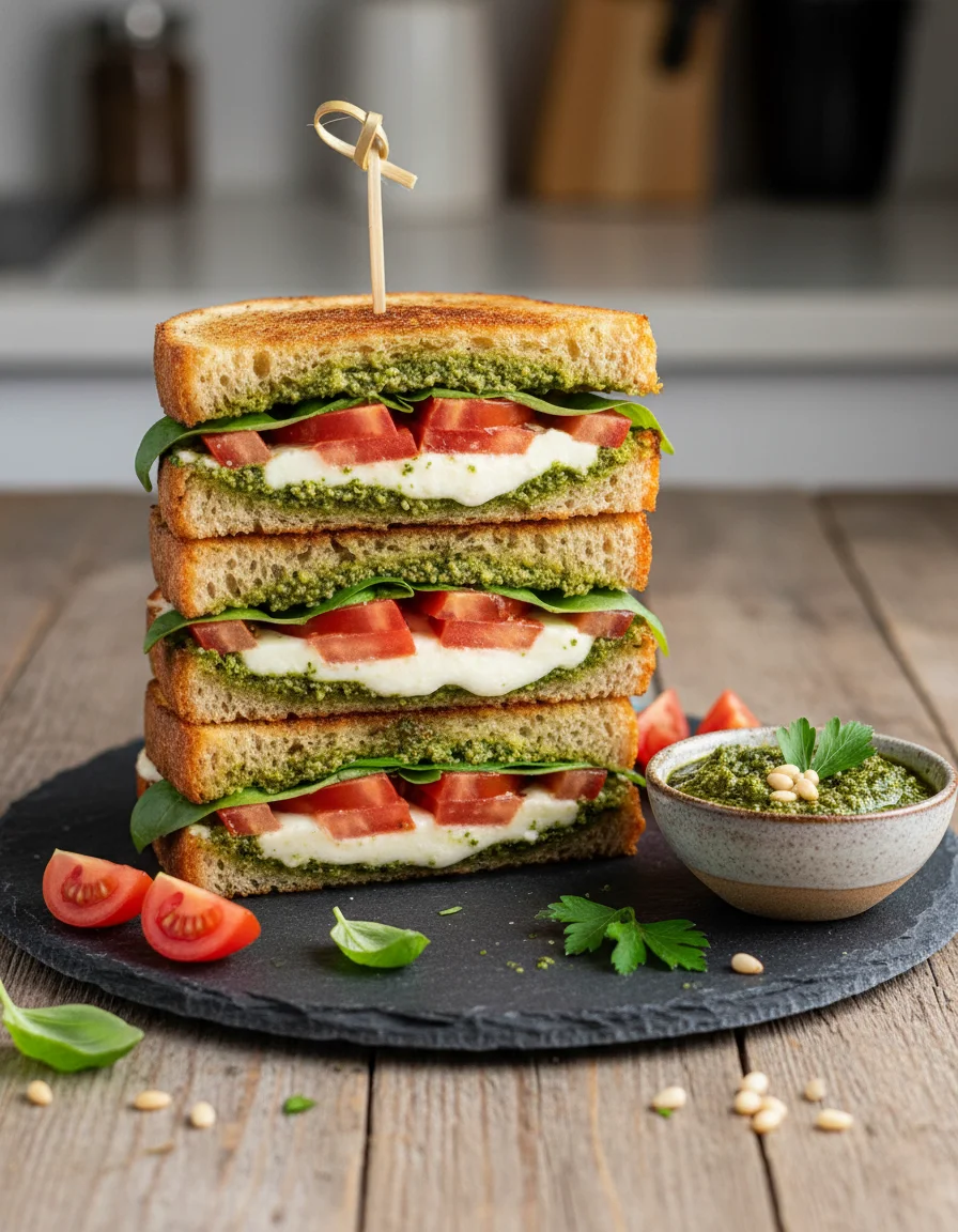 Vegan Caprese Sandwich with Parsley Pesto