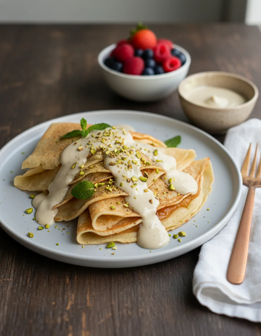 Vegan Crepes with Tahini Maple Cream