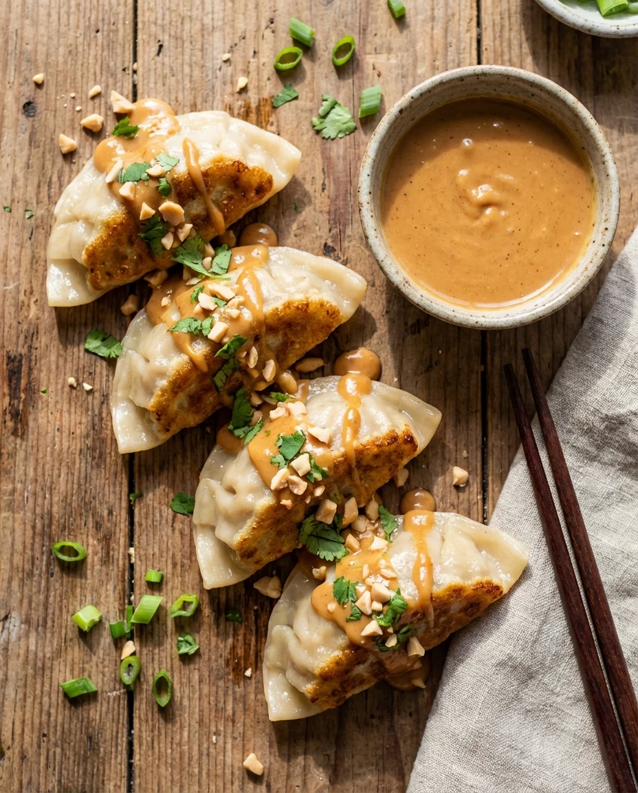 Vegan Dumplings with Peanut Sauce
