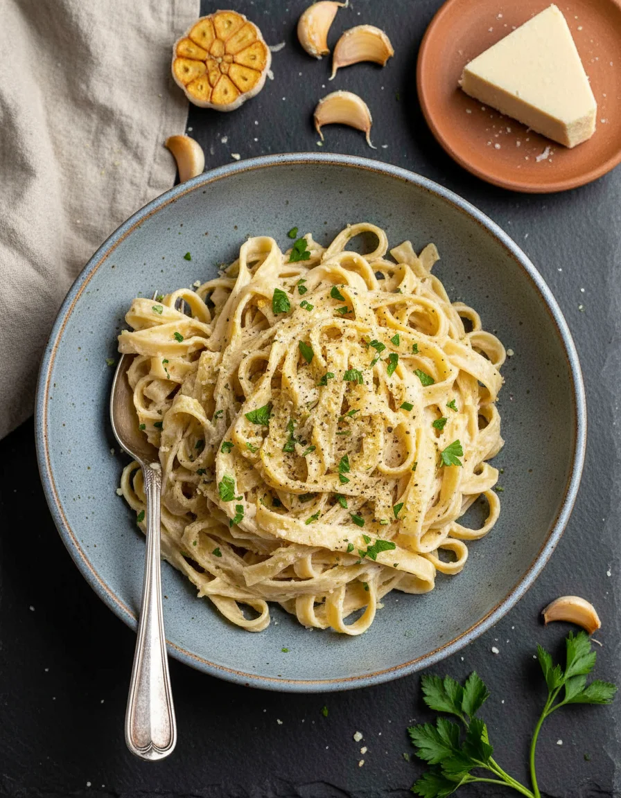 Vegan Garlic Alfredo Pasta