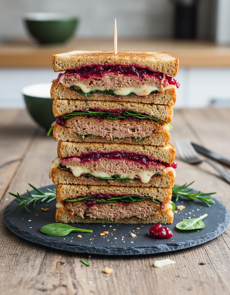 Vegan Meatloaf and Cranberry Leftover Sandwich
