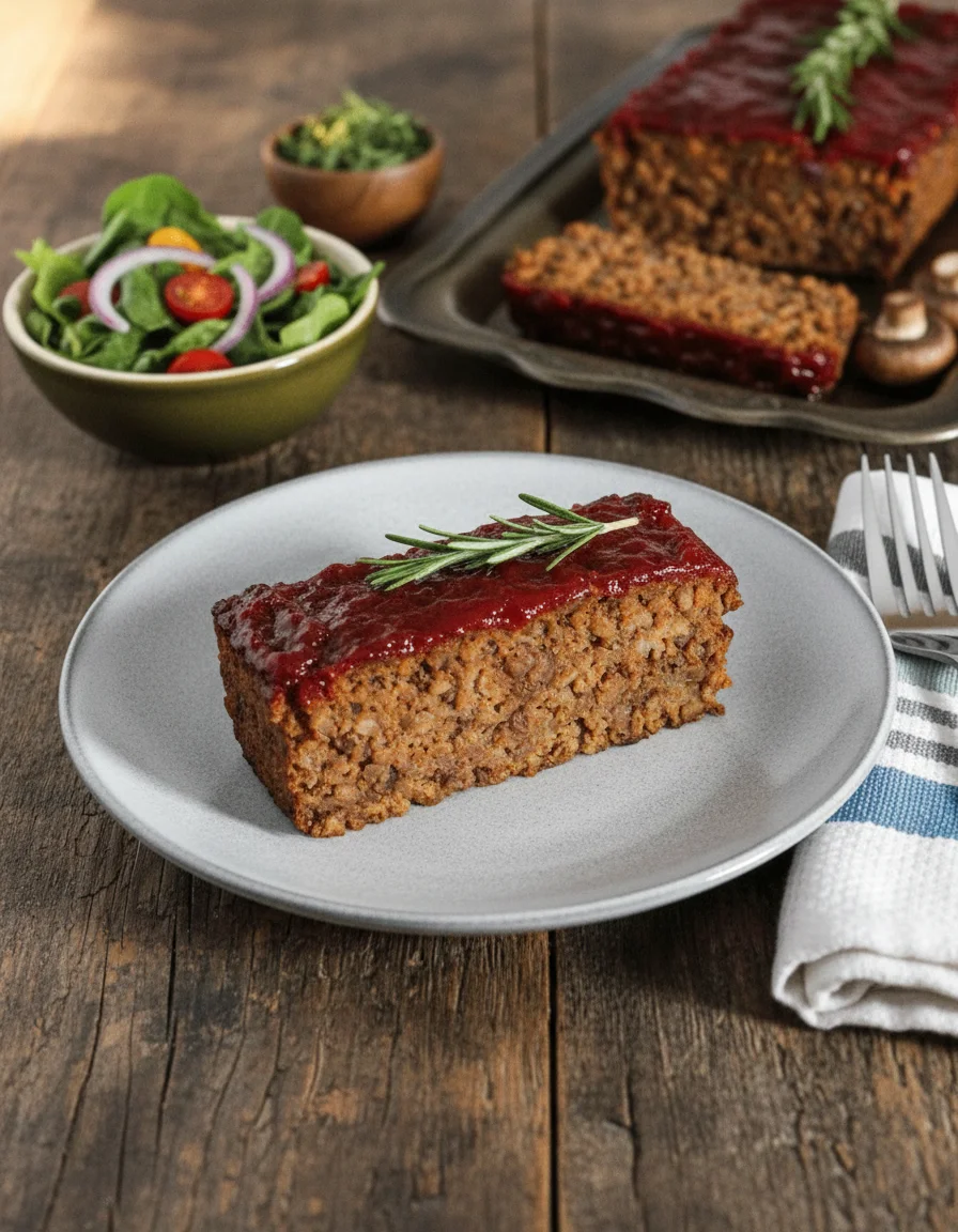 Vegan Meatloaf with Ketchup Glaze