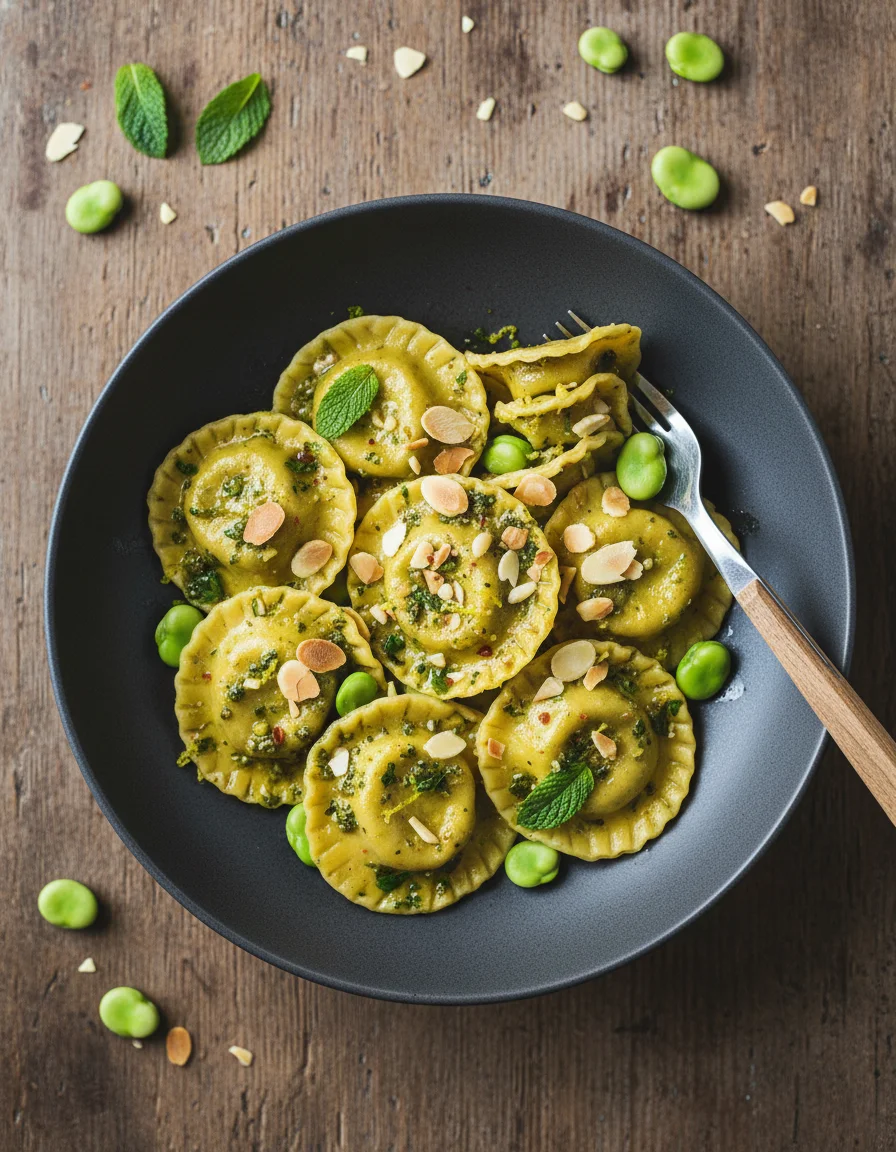 Vegan Ravioli with Broad Beans