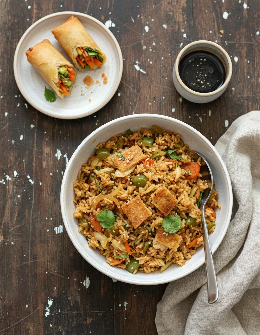 Veggie Spring Rolls Fried Rice