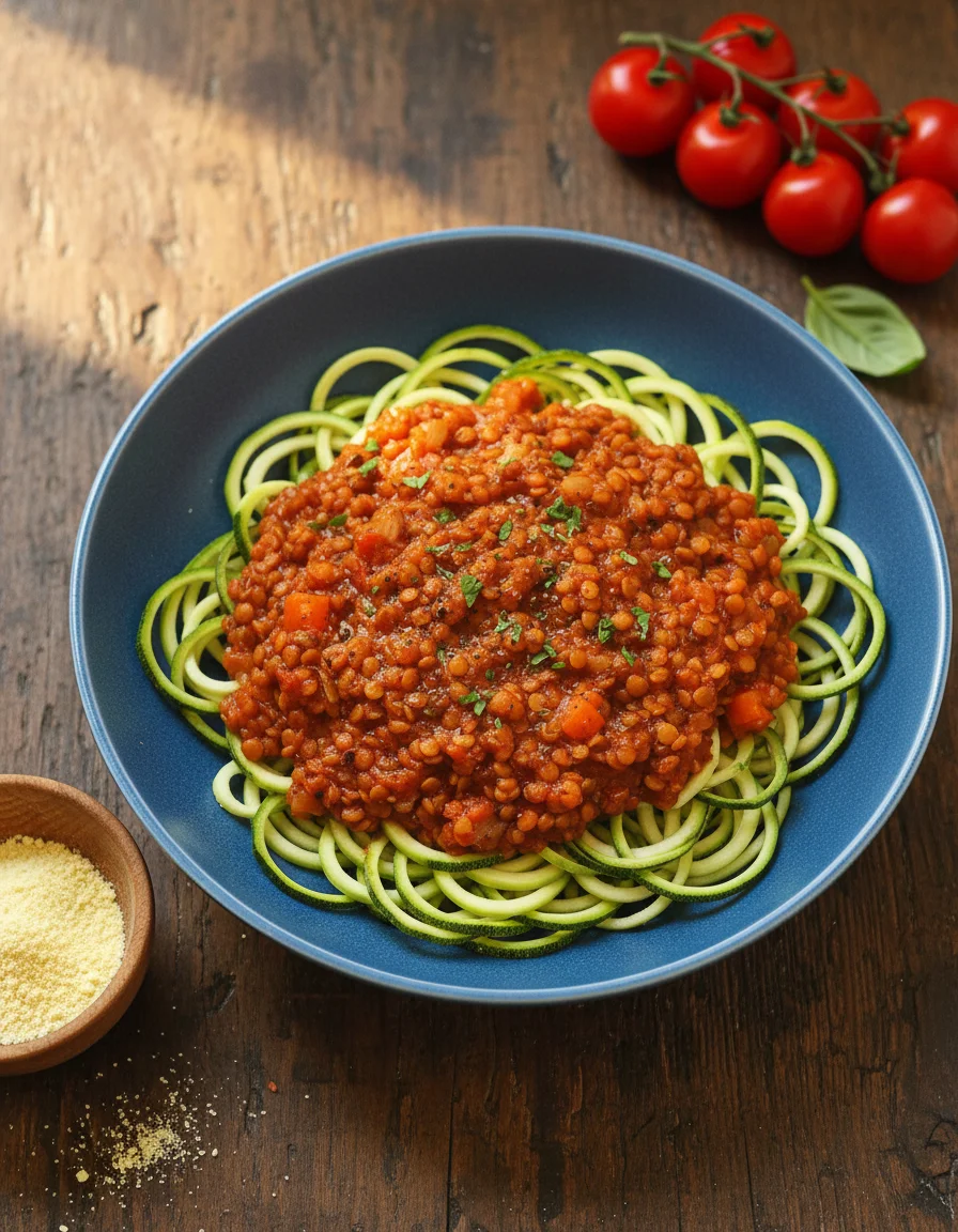 Zucchini Pasta with Lentil Bolognese